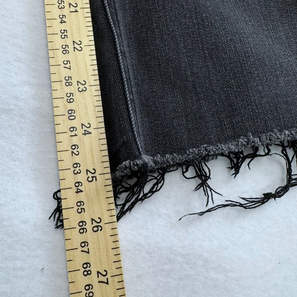 Flying Monkey Womens Wide Leg Jeans Faded‎ Black Raw Hem F5296 Size 28